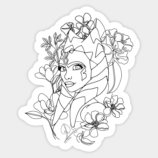 Ahsoka One Line Art Flowers Sticker by Galactee 99